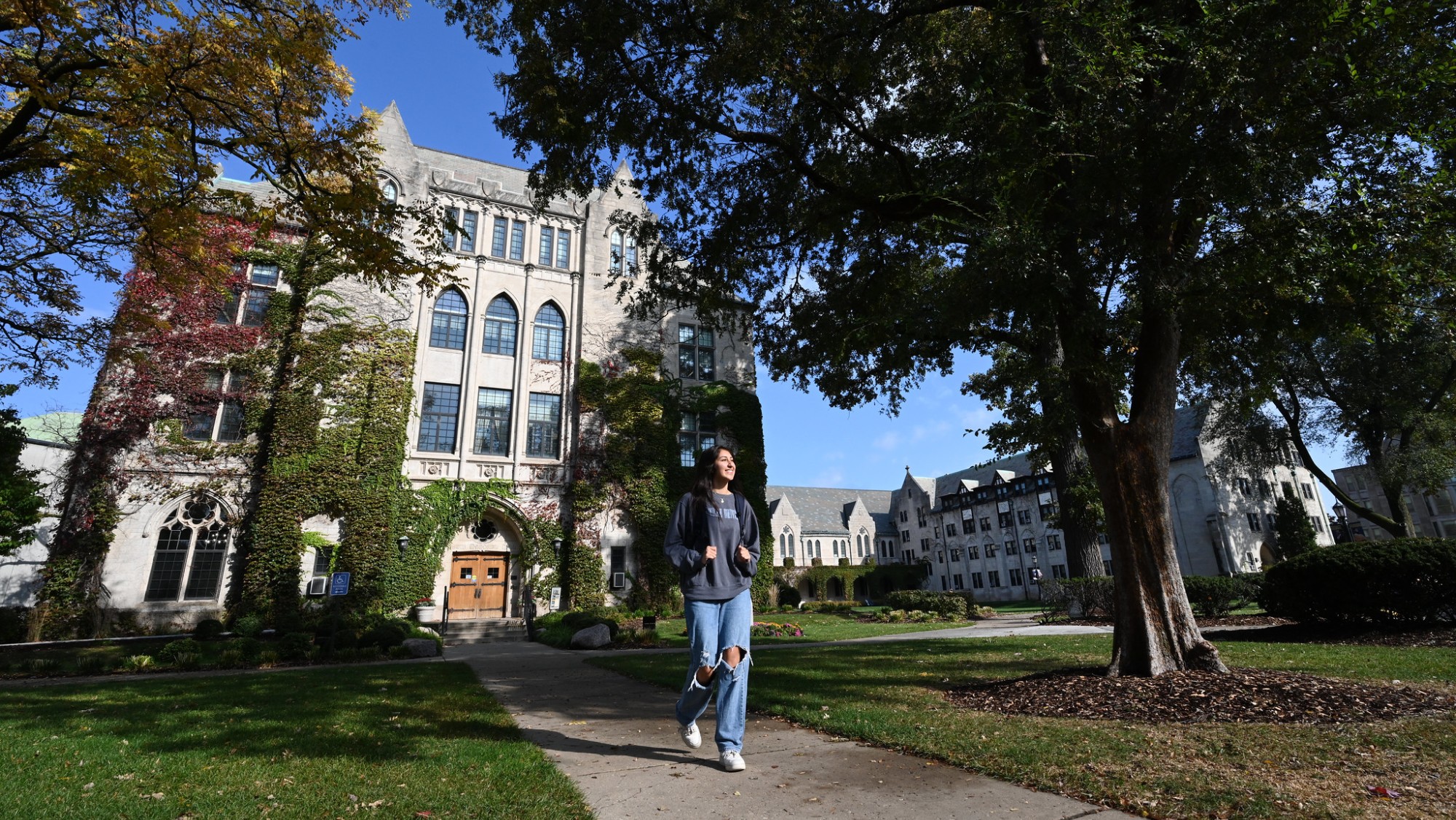 Femail student walking on campus