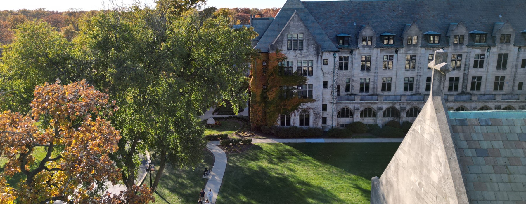 Aerial view of Dominican University's River Forest Campus.