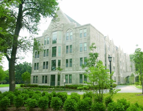 Front view of Murray Hall, one of Dominican University's residence halls.