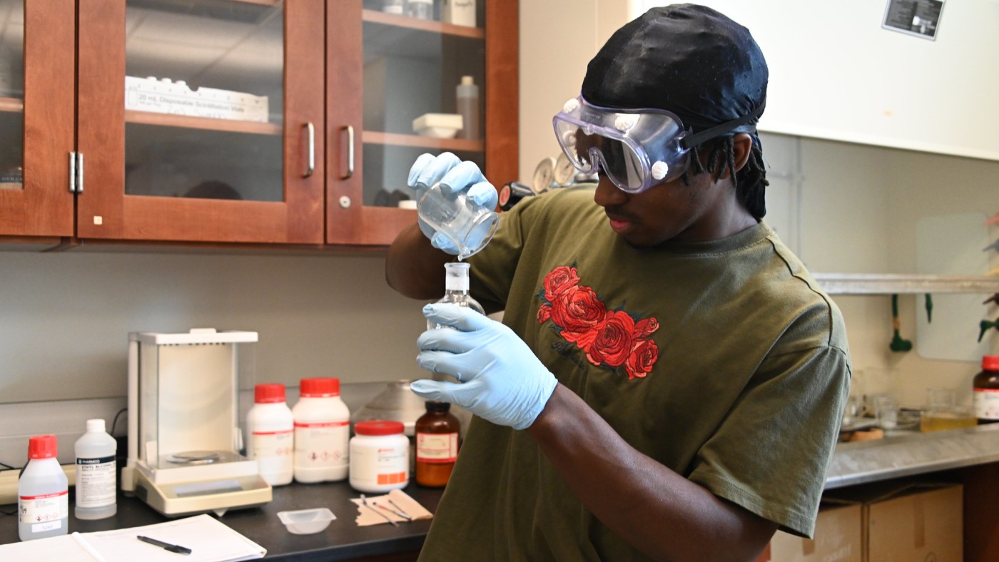 Student in chemistry lab
