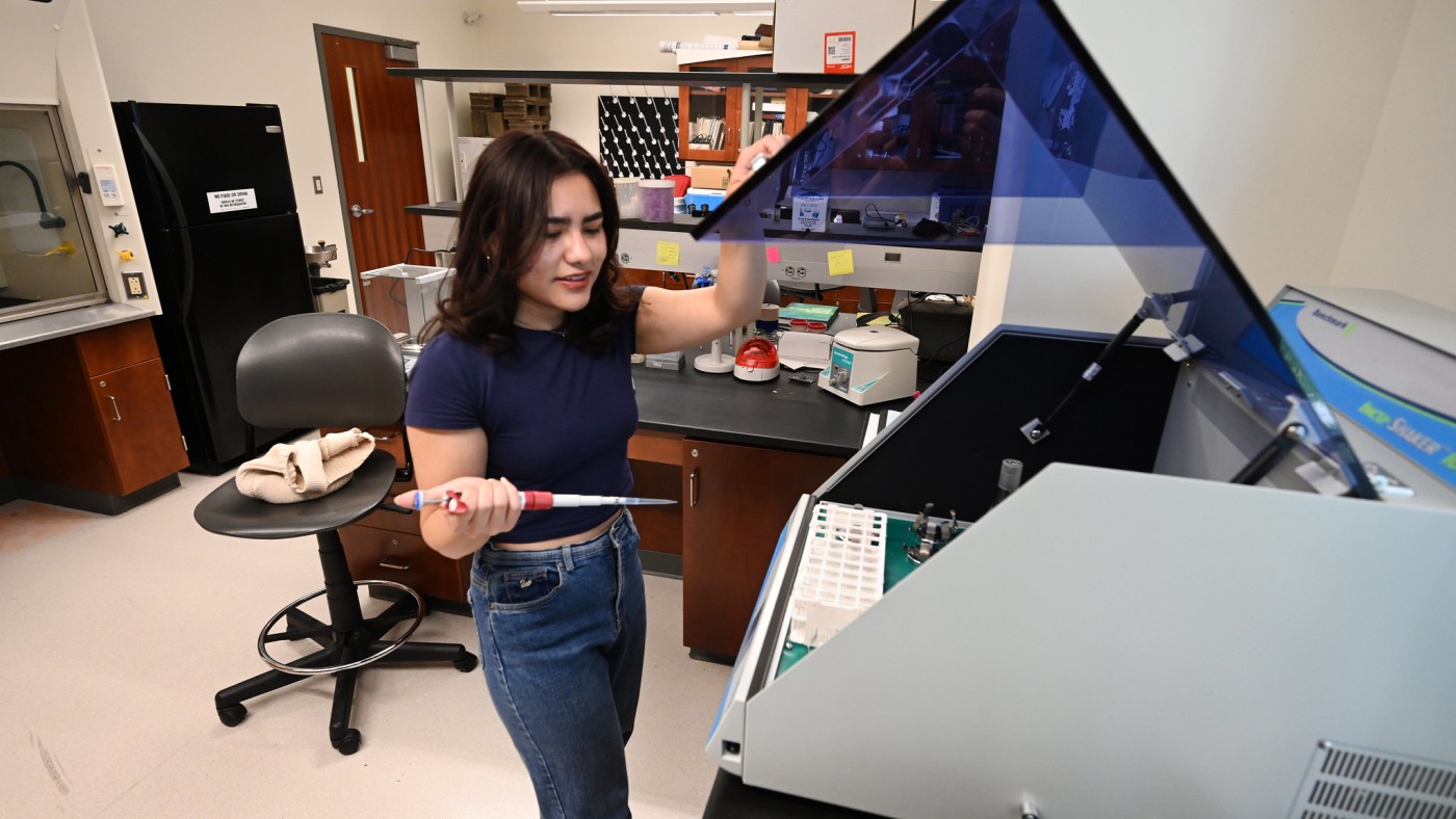 Student in lab setting