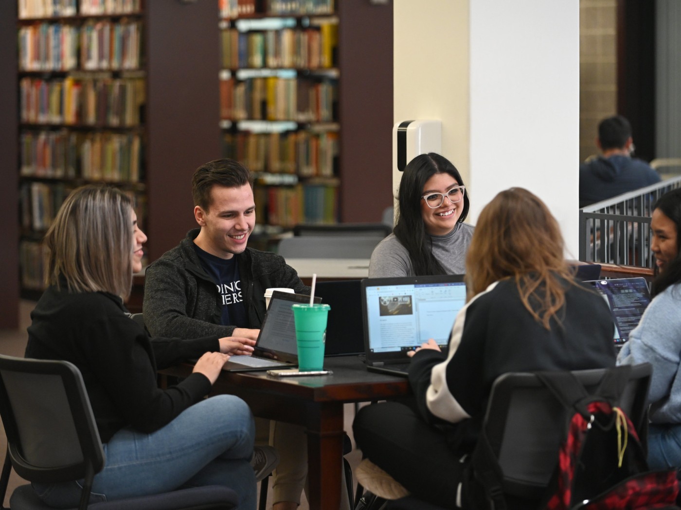 Students studying in the library