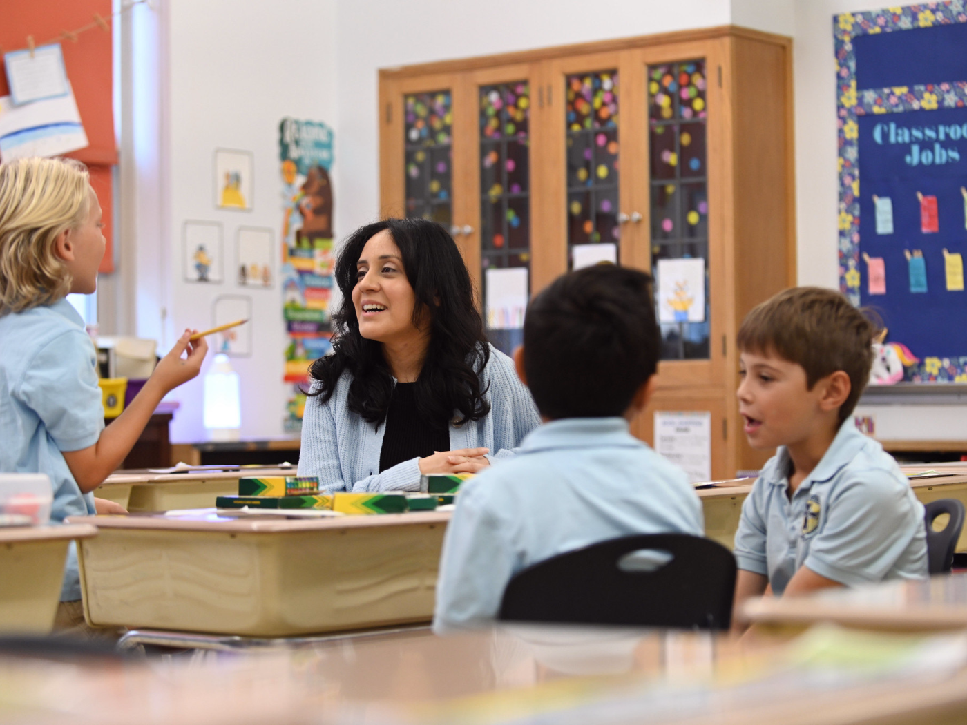 IIda Nunez in Classroom with Students