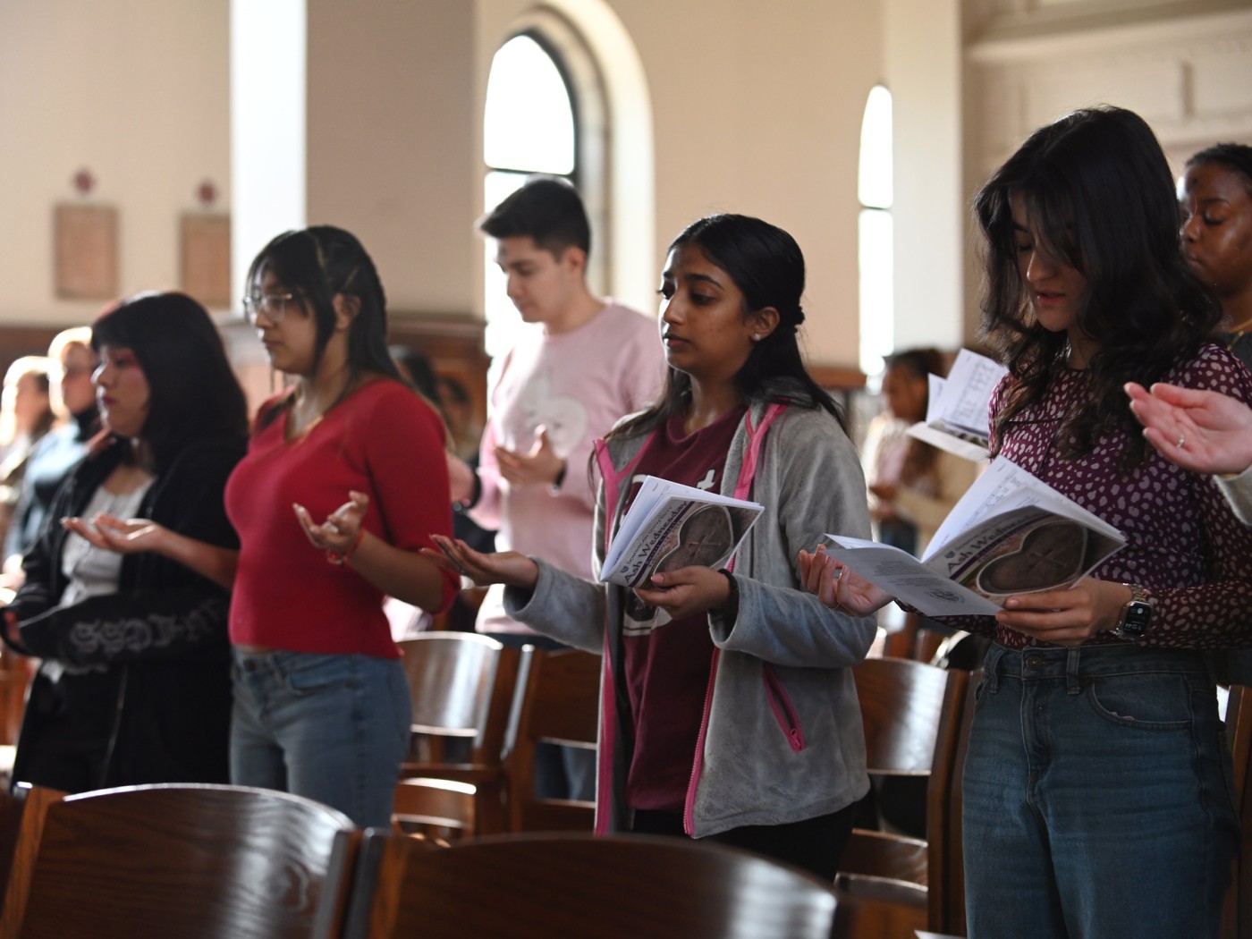 Several students at Ash Wednsday service