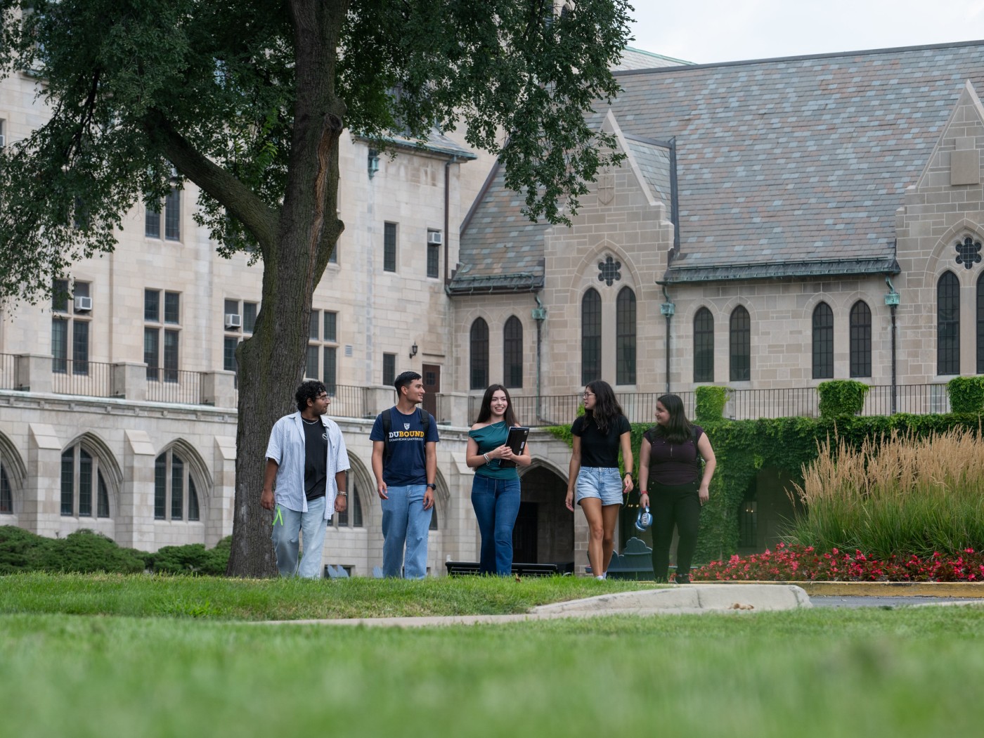 Students walking on campus
